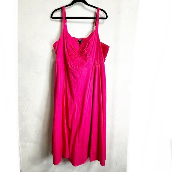 torrid Dresses & Skirts - Torrid Midi Poplin Sweetheart Shirred Dress Barbiecore Pink Womens 3